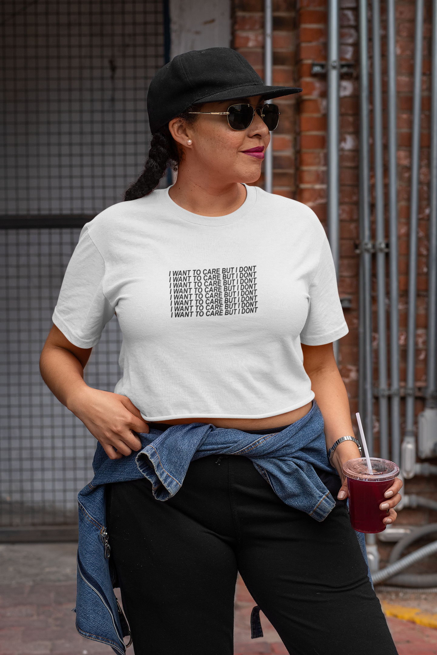 I Want To Care But I Dont Quotes Women Crop Top- FunkyTeesClub