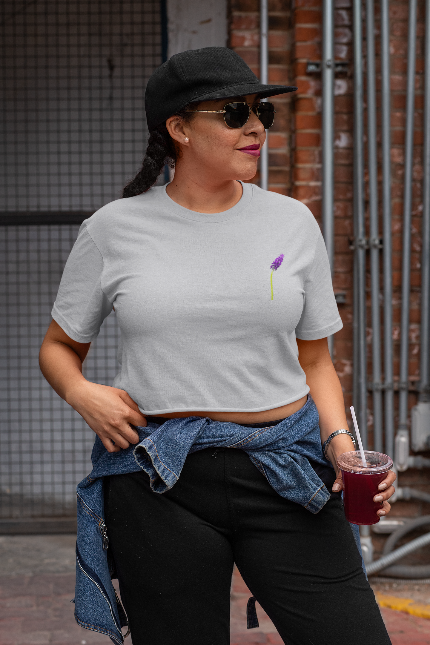 Lavendar Spring Minimals Women Crop Top- FunkyTeesClub