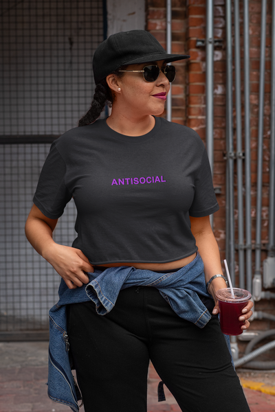 Antisocial Minimals Women Crop Top- FunkyTeesClub