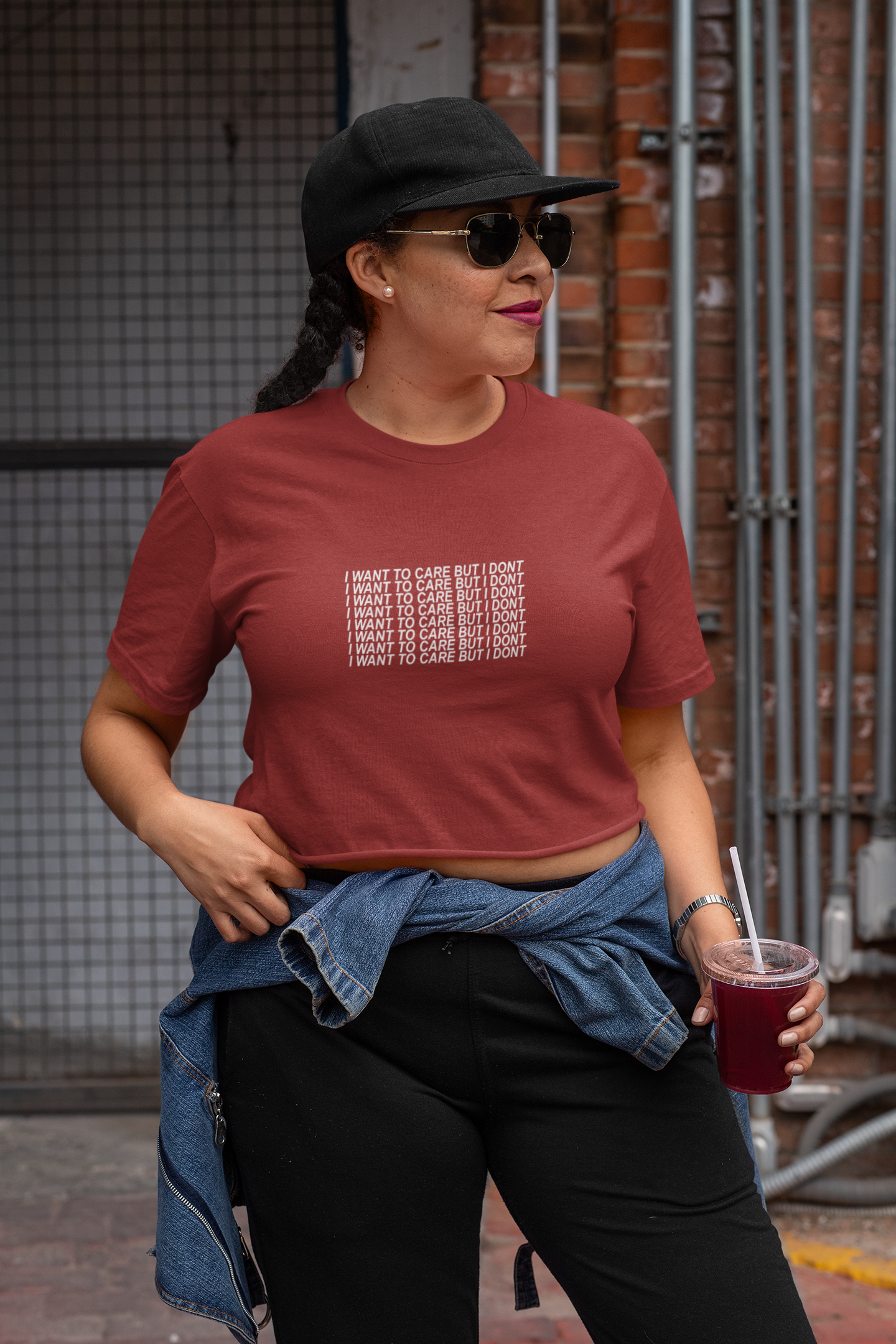 I Want To Care But I Dont Quotes Women Crop Top- FunkyTeesClub