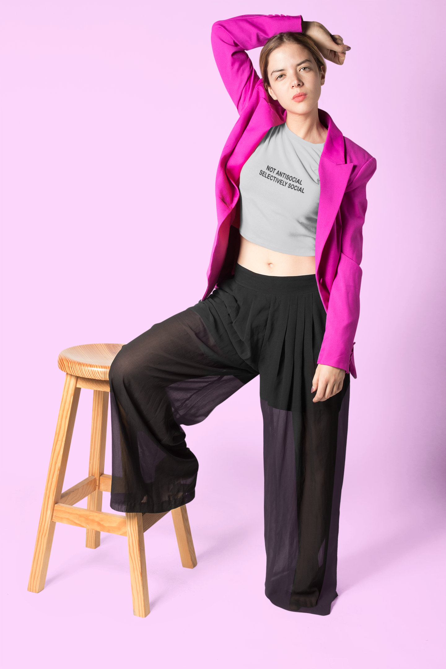Not Anti Social Minimals Women Crop Top- FunkyTeesClub