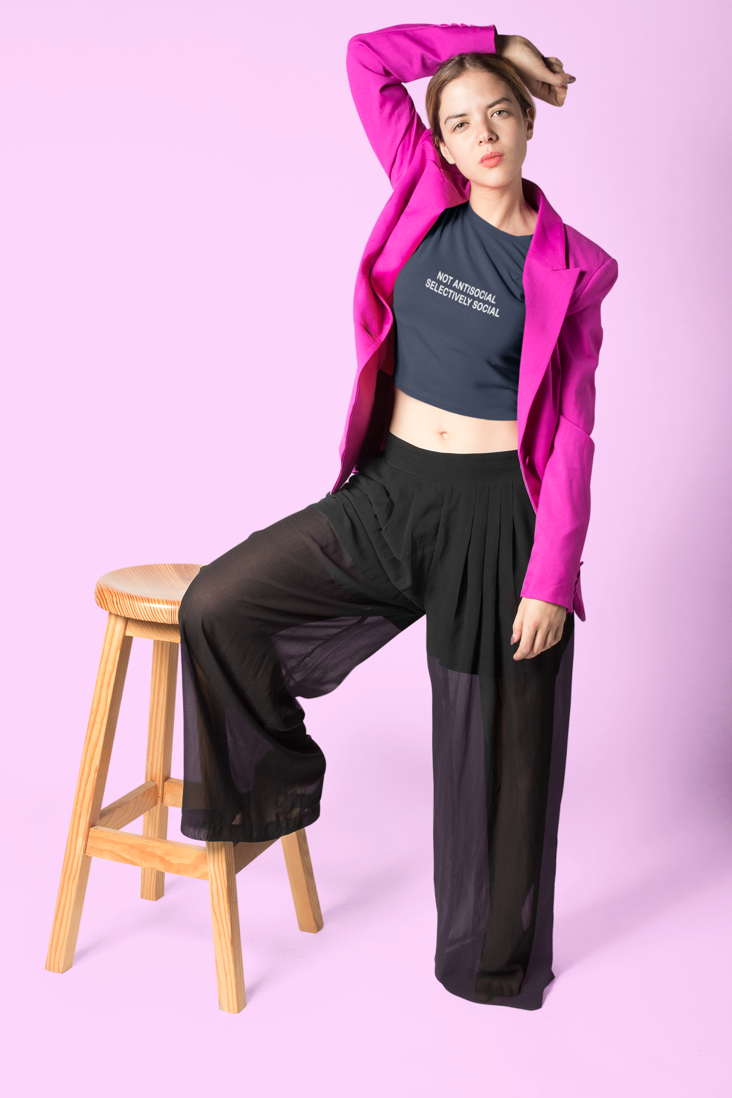 Not Anti Social Minimals Women Crop Top- FunkyTeesClub