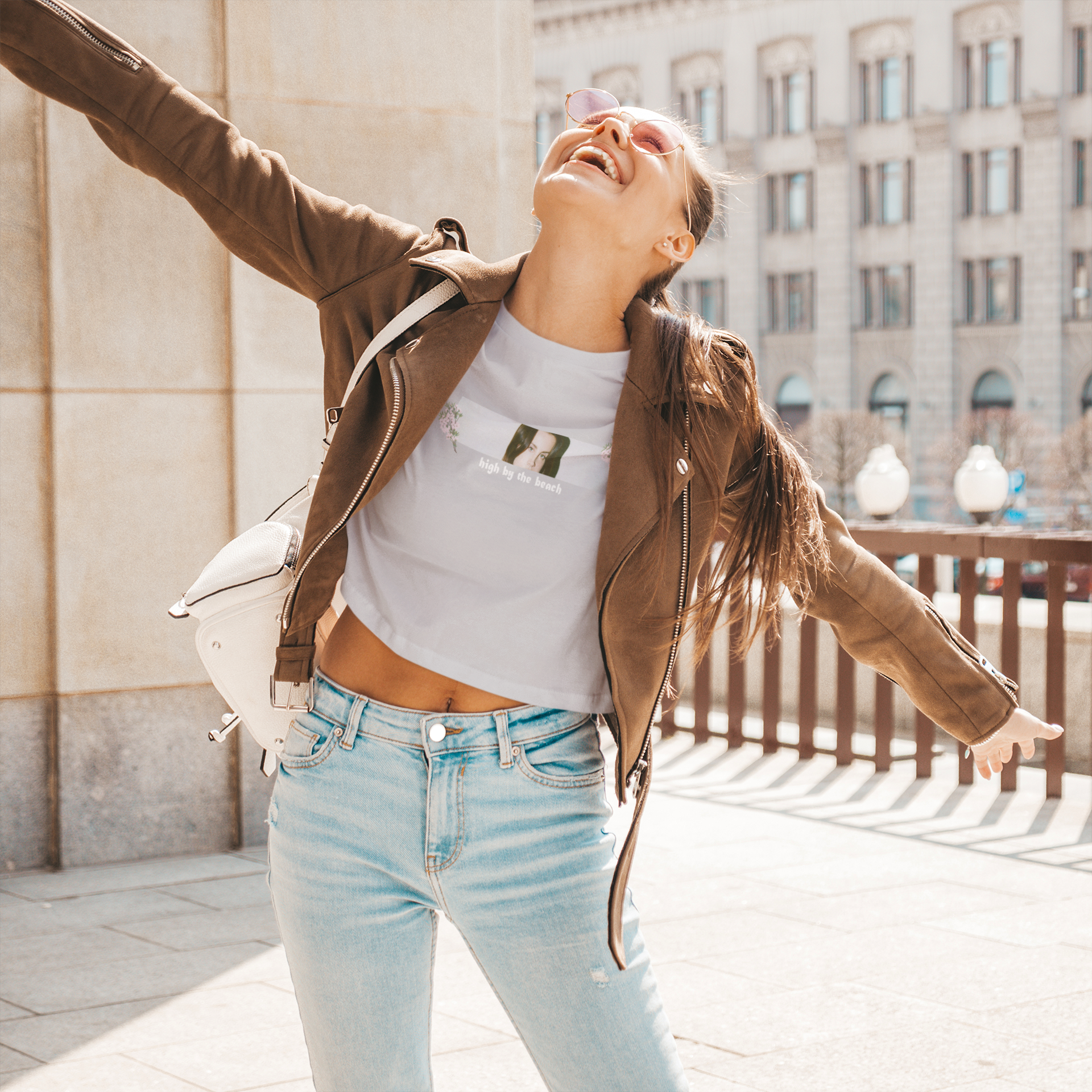 High By The Beach Minimals Women Crop Top- FunkyTeesClub