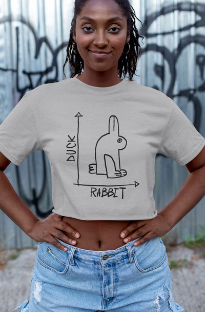 Rabbit duck graph Women Crop Top- FunkyTeesClub