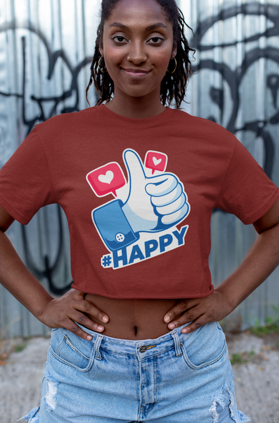 Happy Women Crop Top- FunkyTeesClub