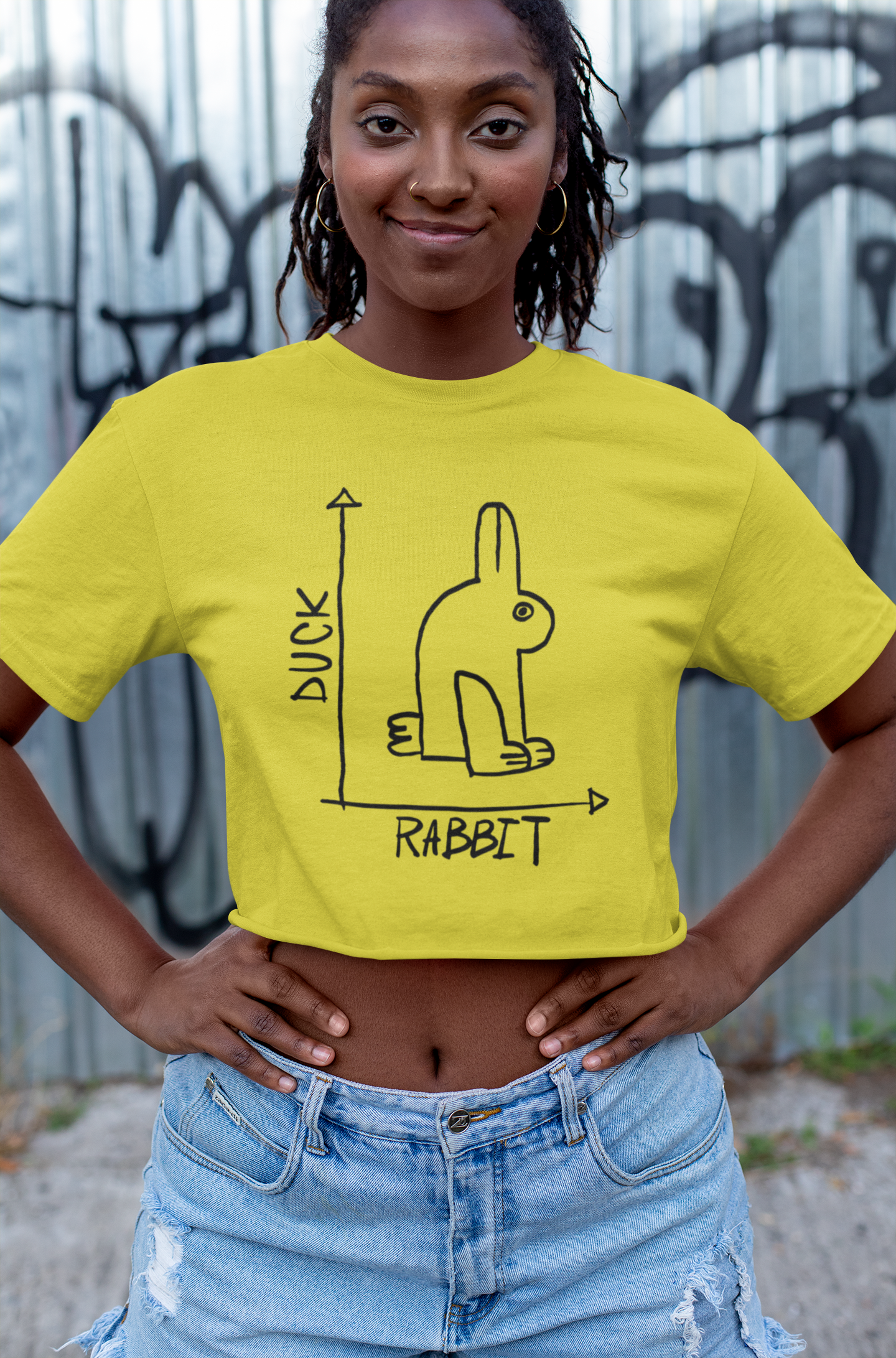 Rabbit duck graph Women Crop Top- FunkyTeesClub