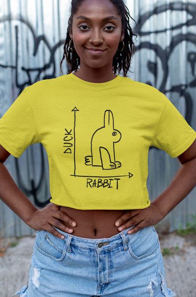 Rabbit duck graph Women Crop Top- FunkyTeesClub
