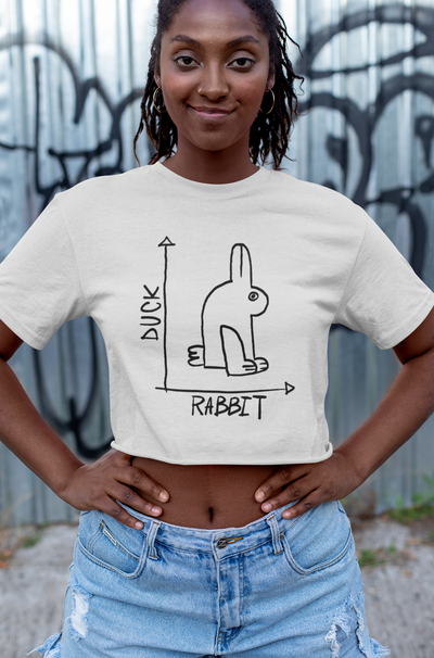 Rabbit duck graph Women Crop Top- FunkyTeesClub