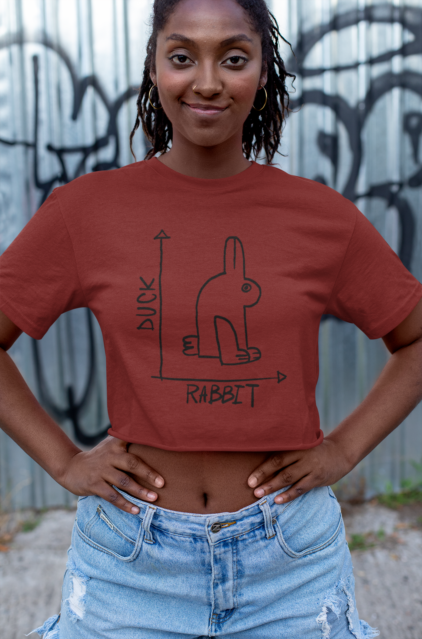 Rabbit duck graph Women Crop Top- FunkyTeesClub