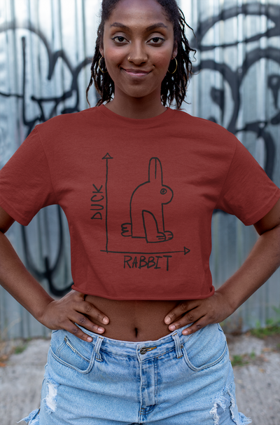 Rabbit duck graph Women Crop Top- FunkyTeesClub