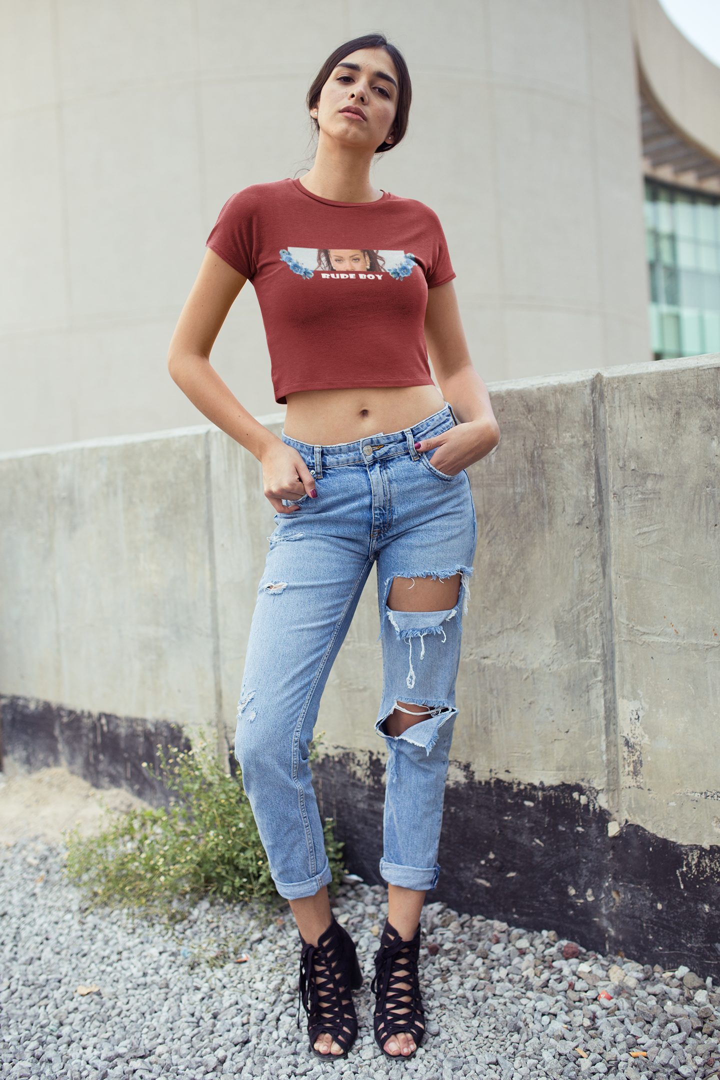 Rude Boy Minimals Women Crop Top- FunkyTeesClub