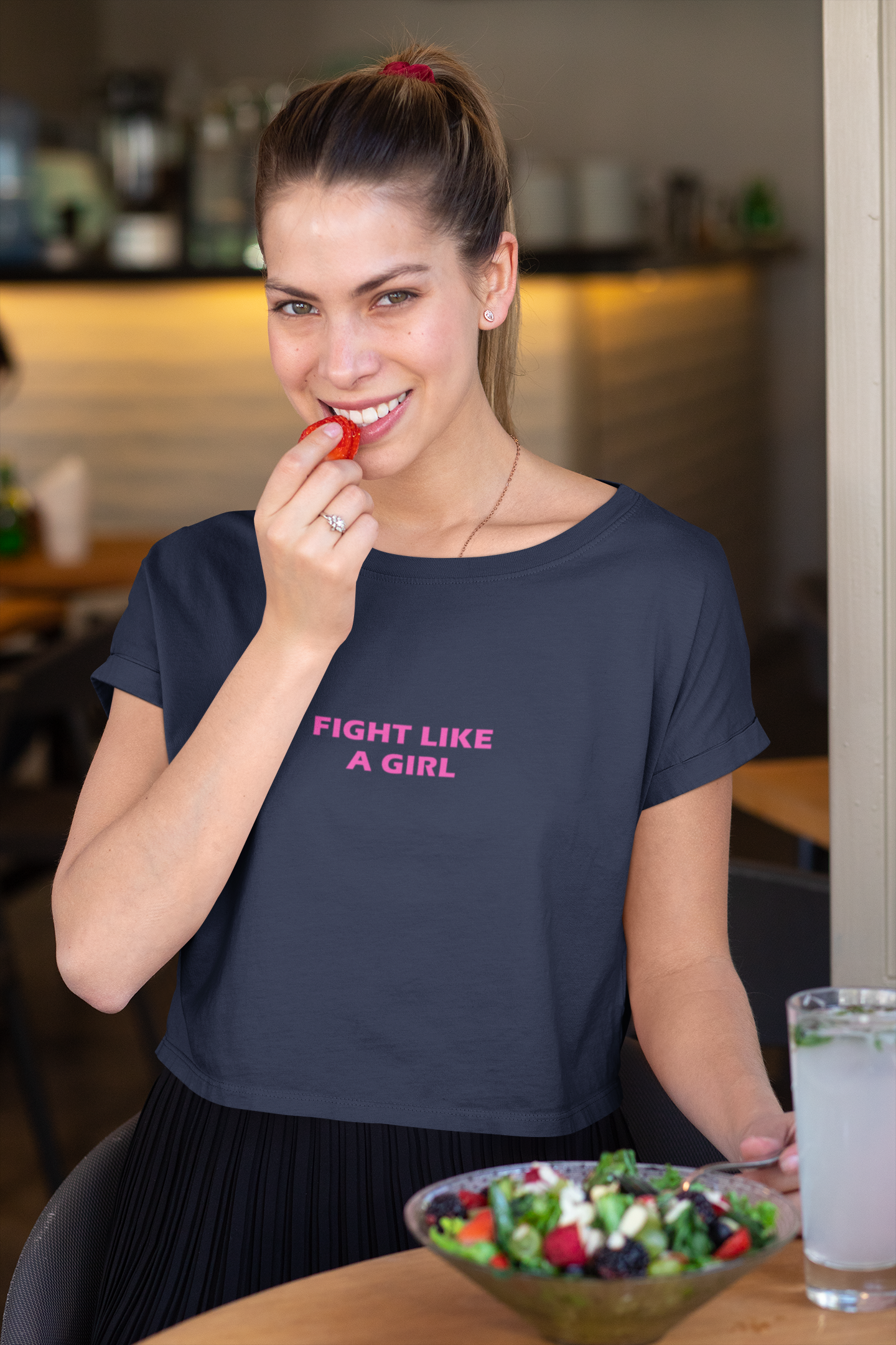 Fight Like A Girl Minimals Women Crop Top- FunkyTeesClub