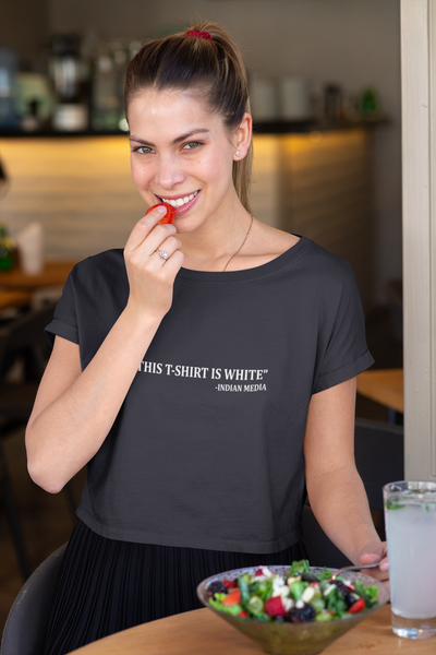 This Tshirt Is White Quotes Women Crop Top- FunkyTeesClub