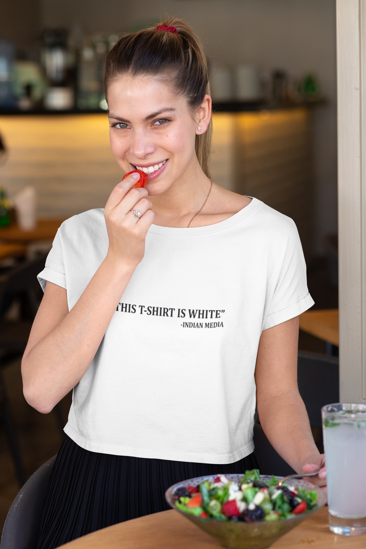 This Tshirt Is White Quotes Women Crop Top- FunkyTeesClub