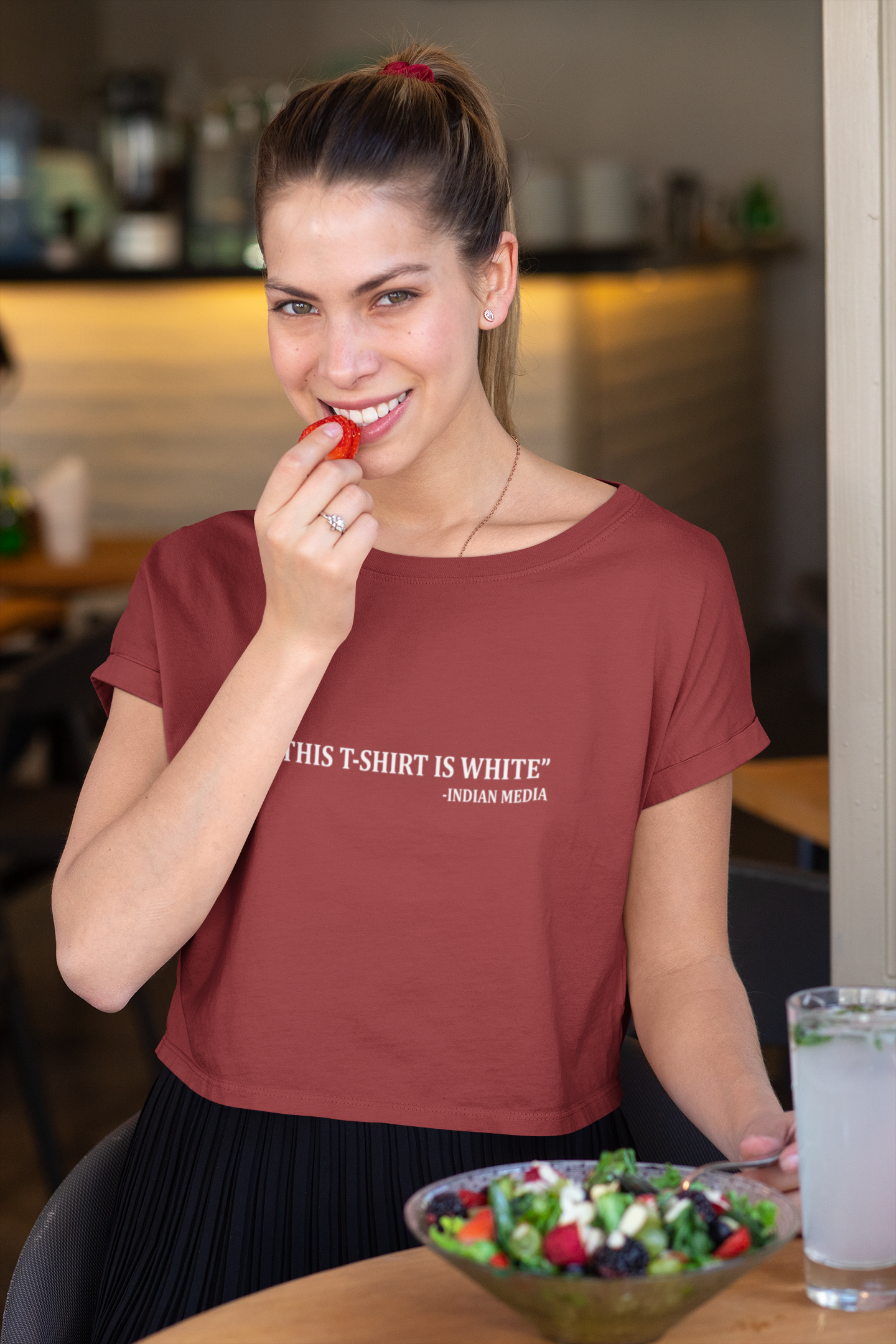 This Tshirt Is White Quotes Women Crop Top- FunkyTeesClub