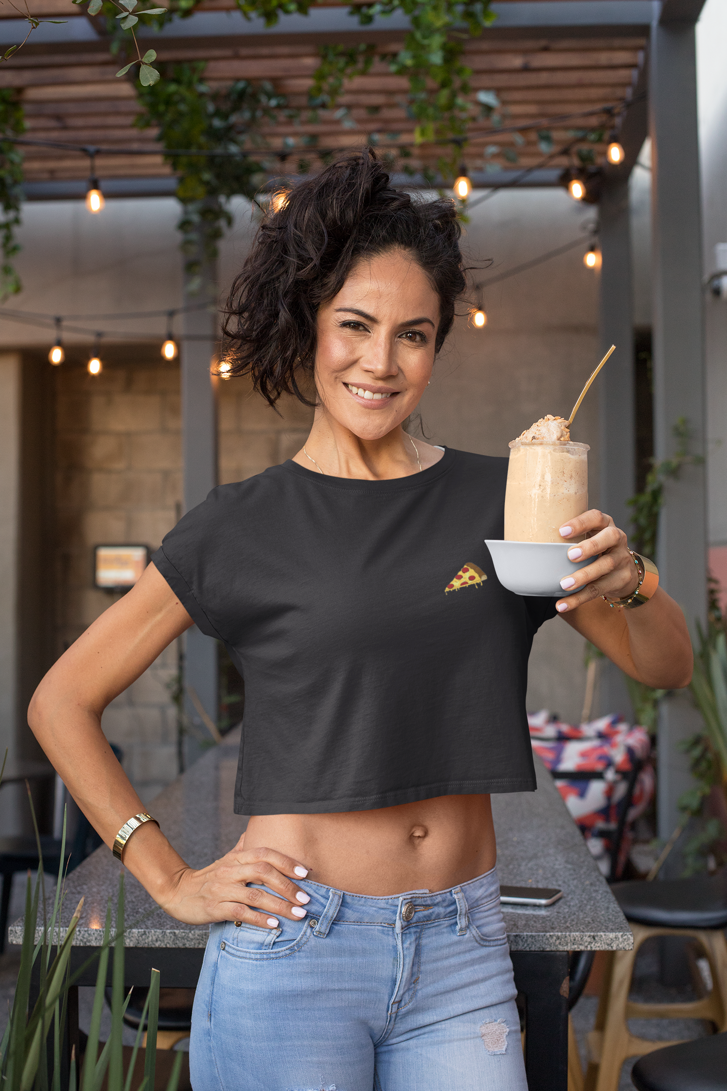Pizza Minimals Women Crop Top- FunkyTeesClub