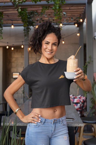 Pizza Minimals Women Crop Top- FunkyTeesClub