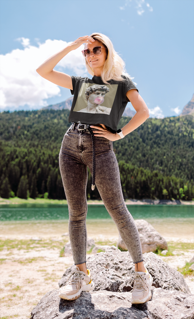 Bubble Greek Quotes Women Crop Top- FunkyTeesClub