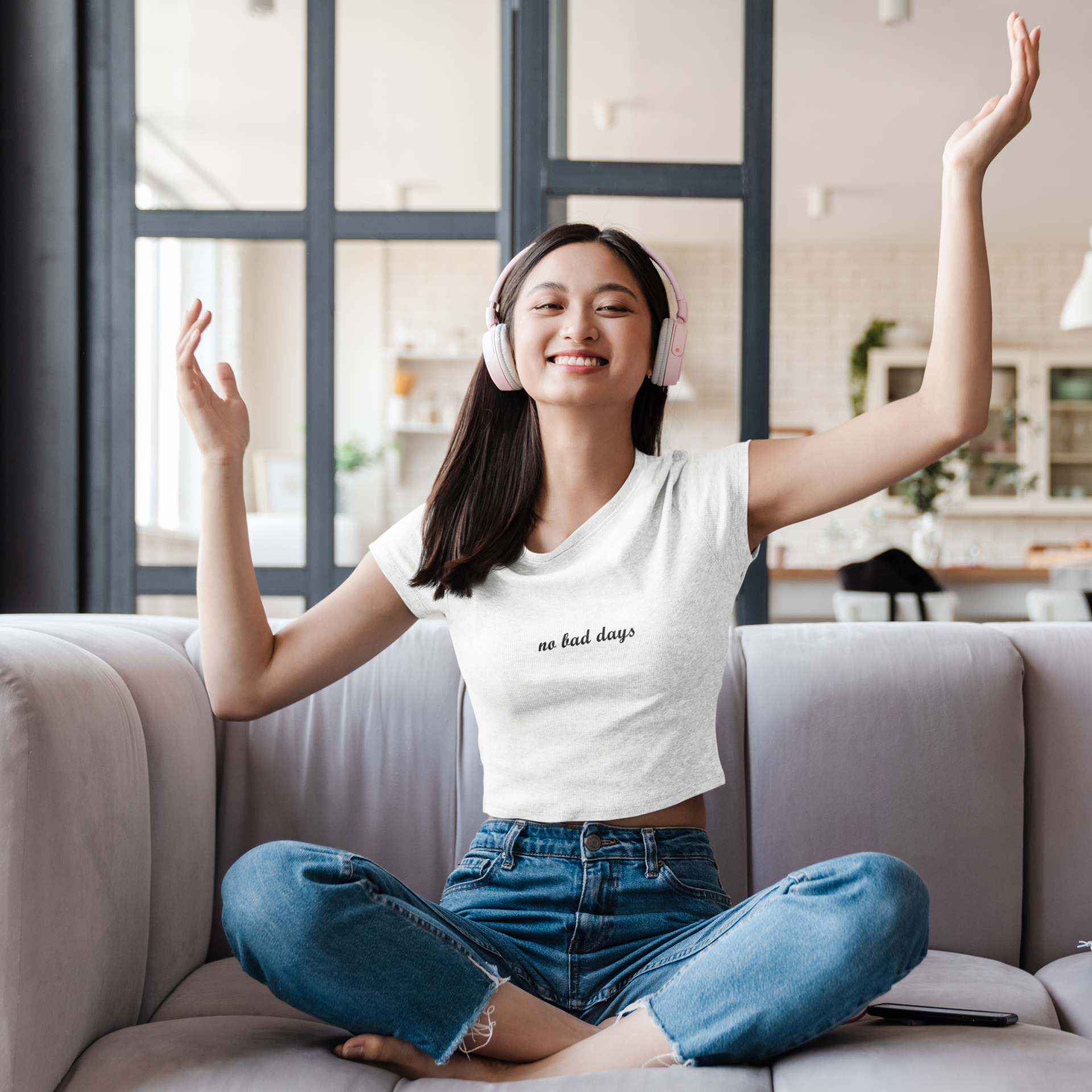 No Bad Days Minimals Women Crop Top- FunkyTeesClub