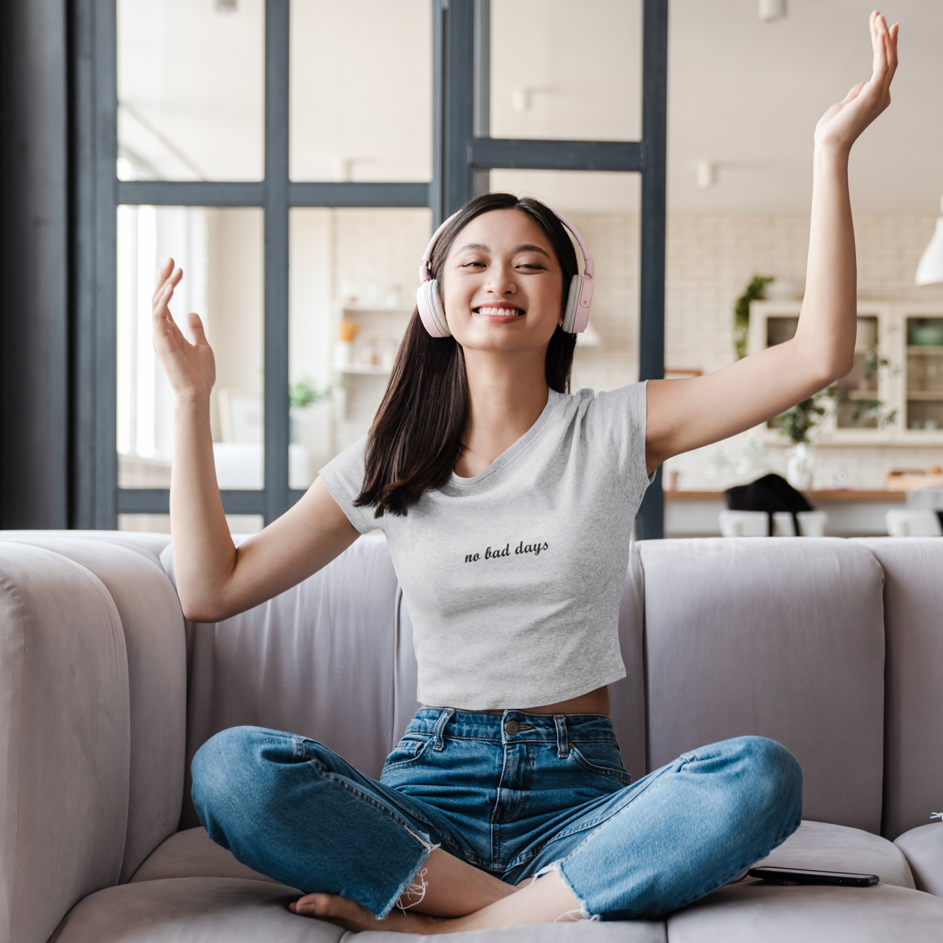 No Bad Days Minimals Women Crop Top- FunkyTeesClub