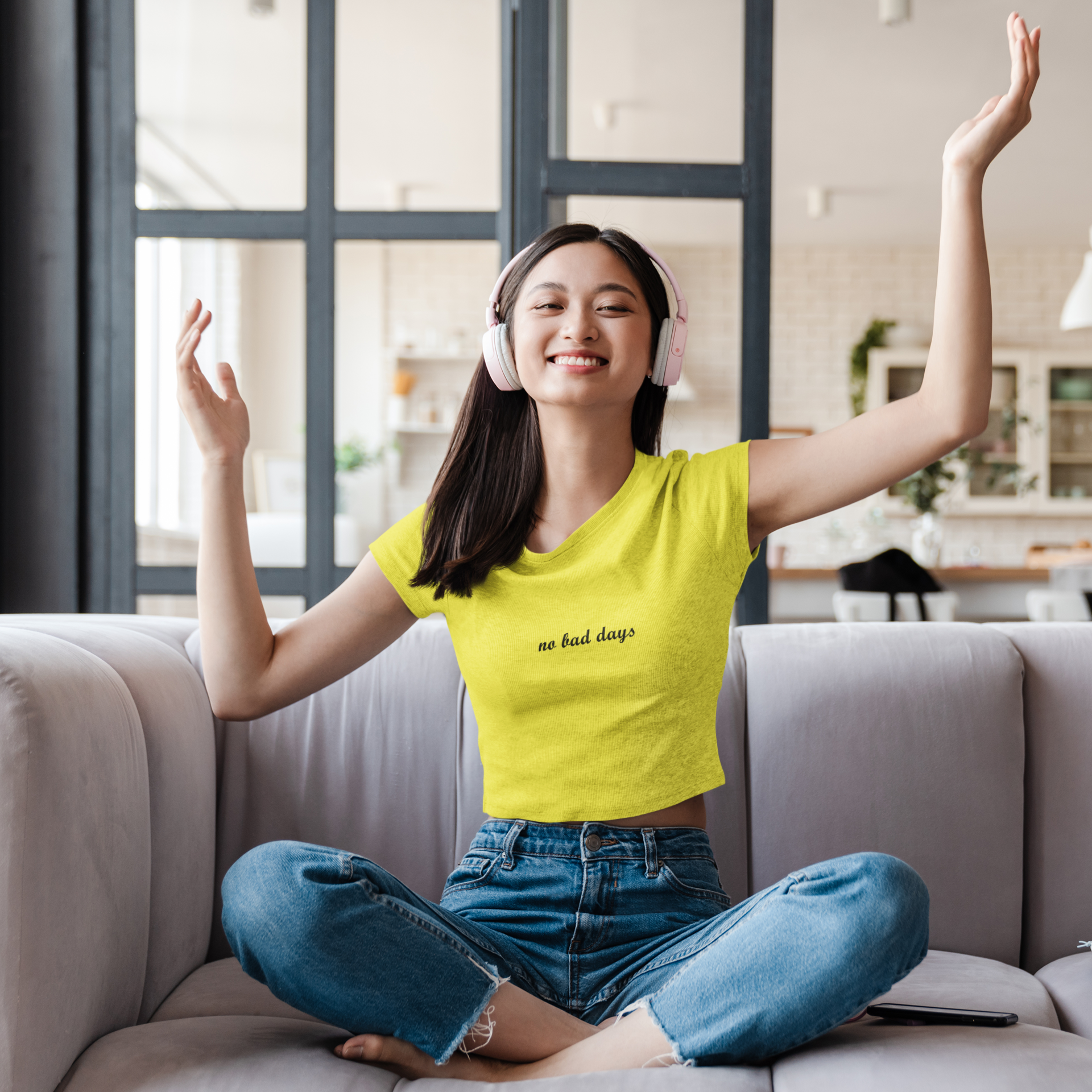 No Bad Days Minimals Women Crop Top- FunkyTeesClub