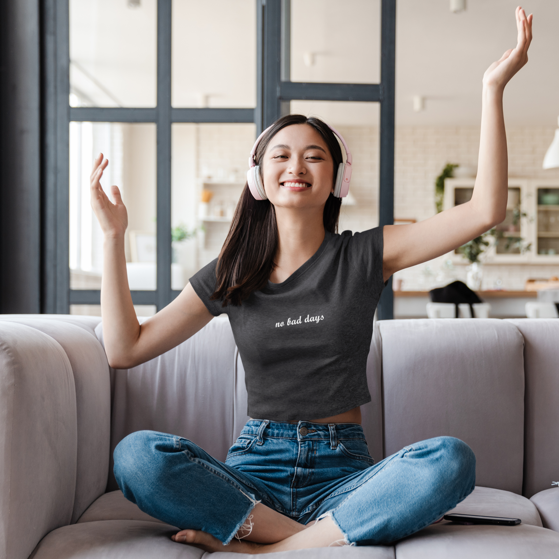 No Bad Days Minimals Women Crop Top- FunkyTeesClub