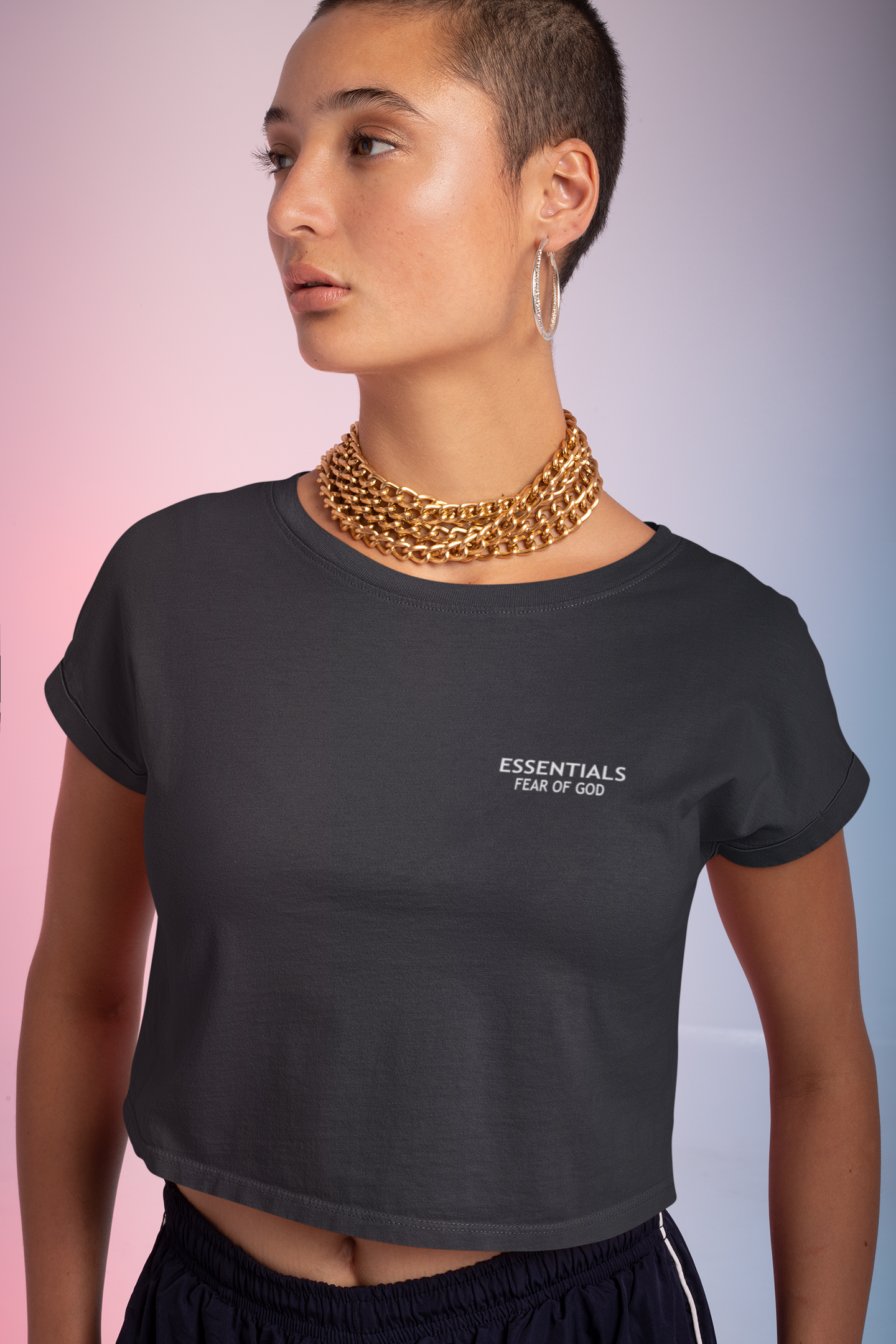 Essentials Fear Of God Quotes Women Crop Top- FunkyTeesClub