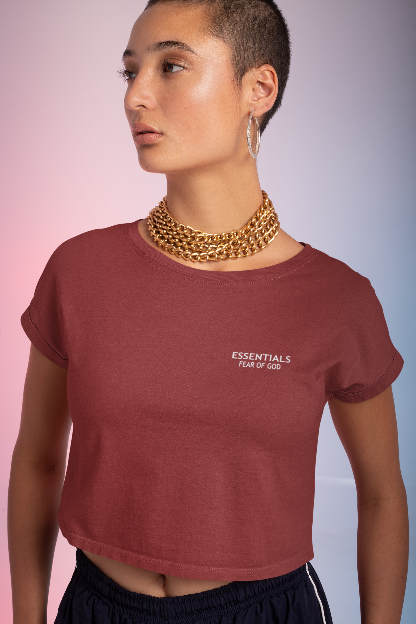 Essentials Fear Of God Quotes Women Crop Top- FunkyTeesClub