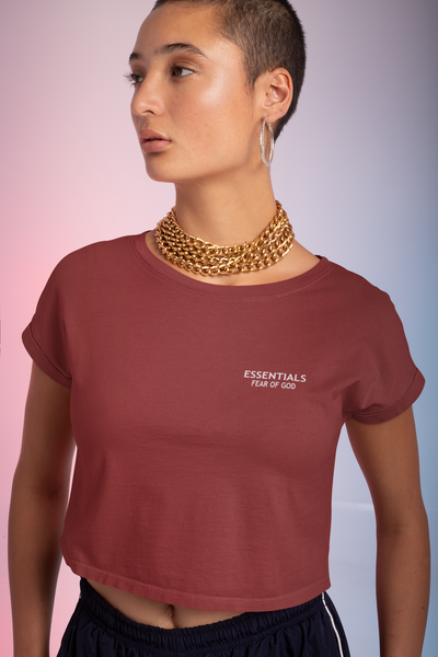 Essentials Fear Of God Quotes Women Crop Top- FunkyTeesClub