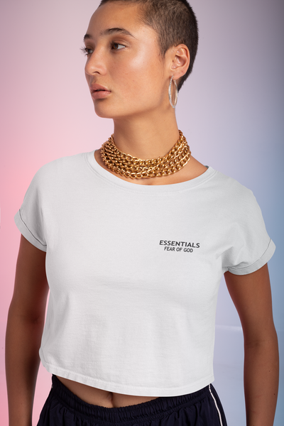 Essentials Fear Of God Quotes Women Crop Top- FunkyTeesClub