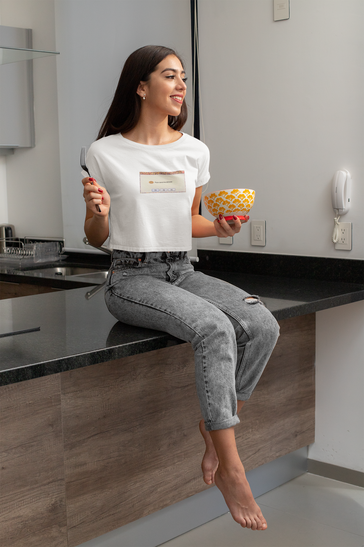 Pizza Canot Be Delivered Minimals Women Crop Top- FunkyTeesClub