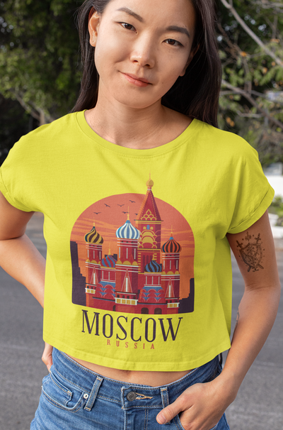Moscow Skyline Women Crop Top- FunkyTeesClub