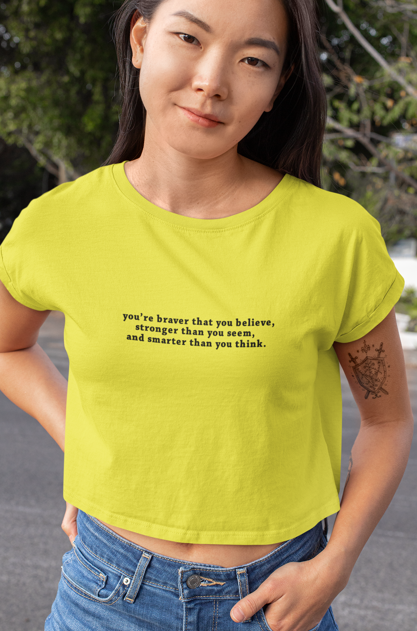 You Are Braver Minimals Women Crop Top- FunkyTeesClub