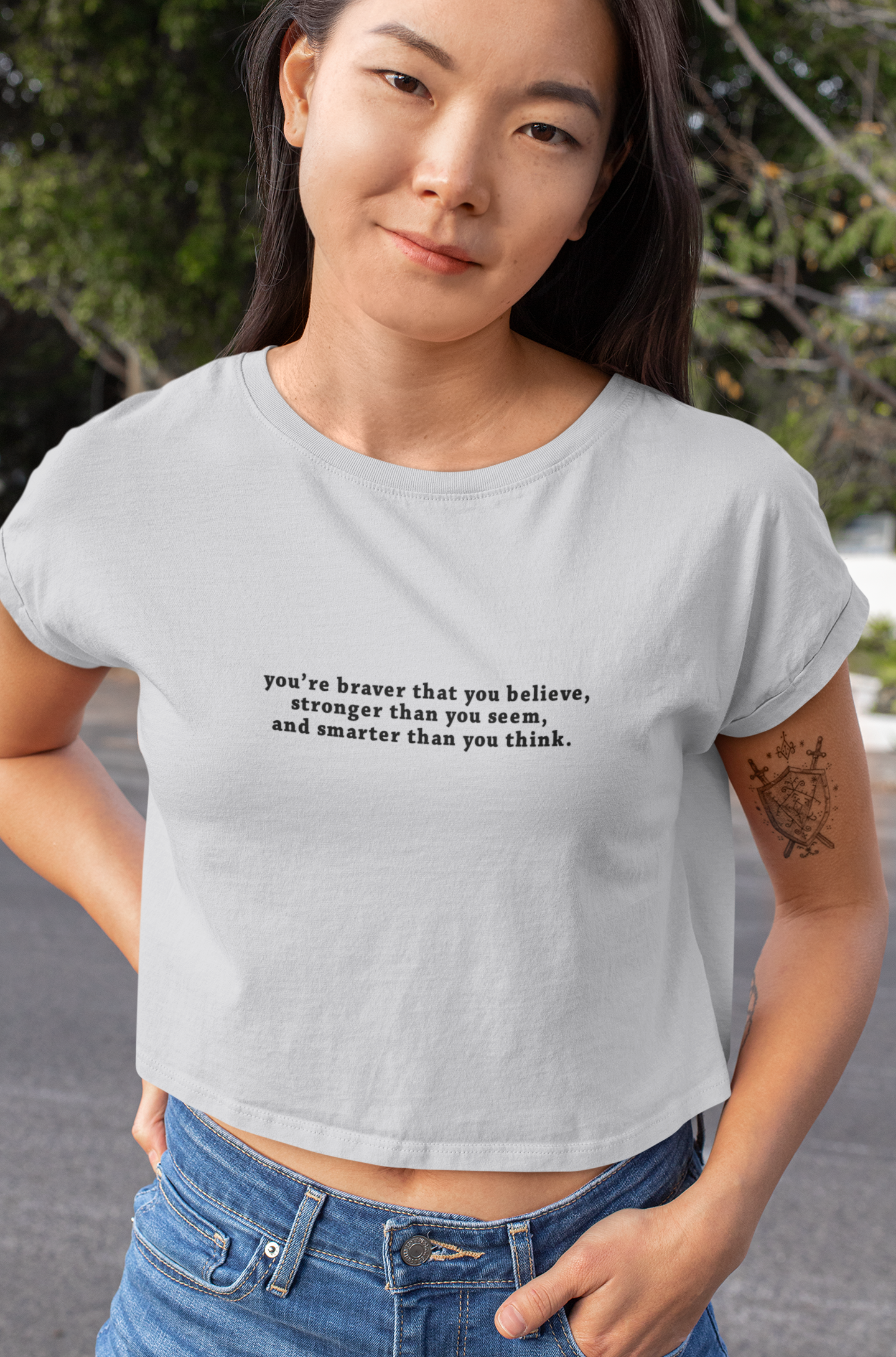 You Are Braver Minimals Women Crop Top- FunkyTeesClub