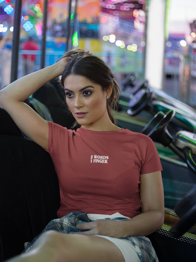 2 Words One Finger Quotes Women Crop Top- FunkyTeesClub