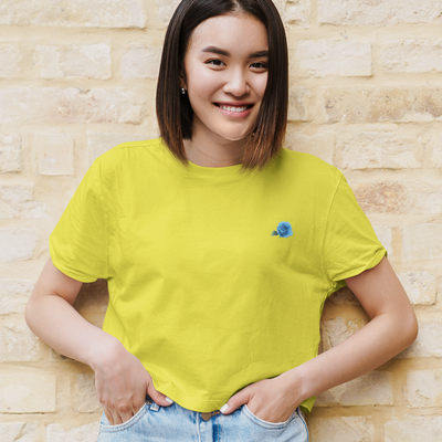 Blue Rose Minimals Women Crop Top- FunkyTeesClub