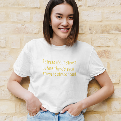 I Stress Minimals Women Crop Top- FunkyTeesClub