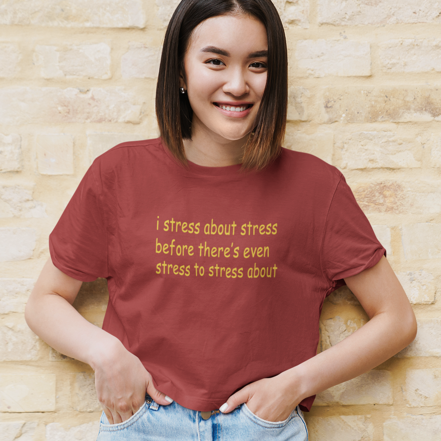 I Stress Minimals Women Crop Top- FunkyTeesClub