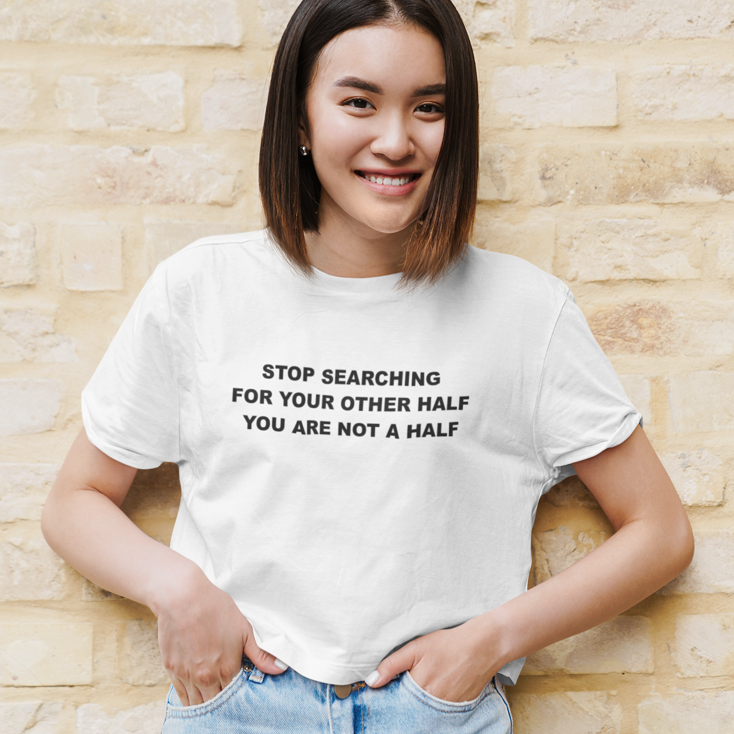 Stop Searching Quotes Women Crop Top- FunkyTeesClub