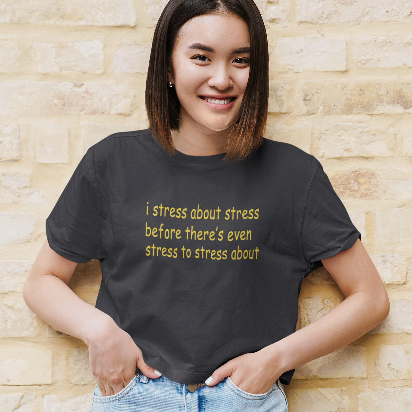 I Stress Minimals Women Crop Top- FunkyTeesClub