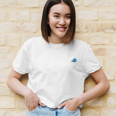 Blue Rose Minimals Women Crop Top- FunkyTeesClub