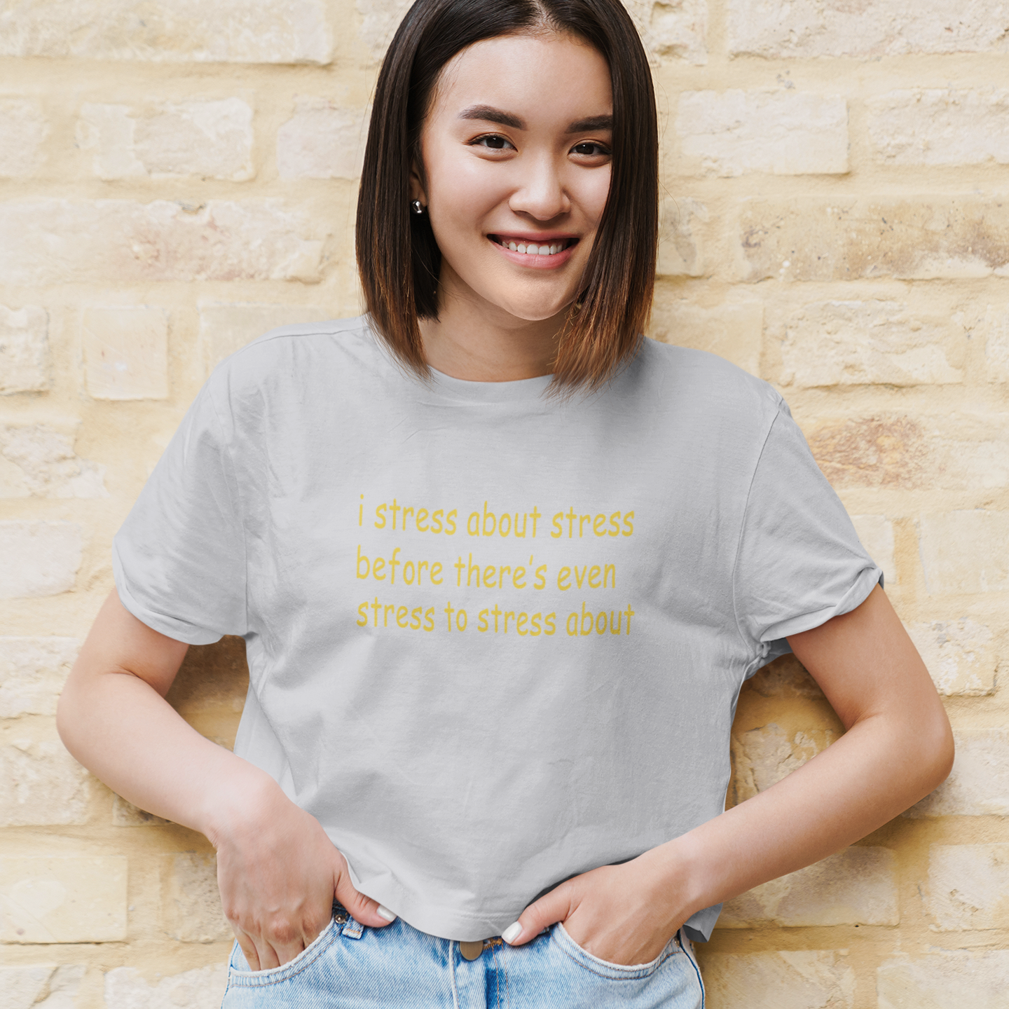 I Stress Minimals Women Crop Top- FunkyTeesClub