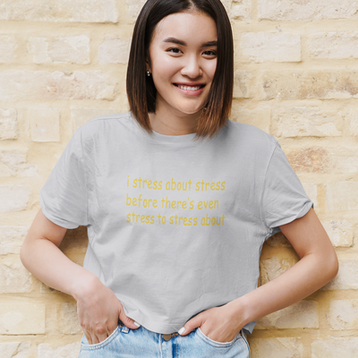 I Stress Minimals Women Crop Top- FunkyTeesClub