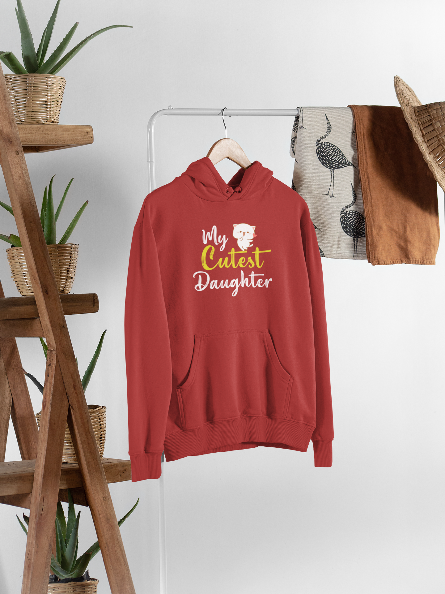 My Cutest Daughter Father and Daughter Red Matching Hoodies- FunkyTeesClub