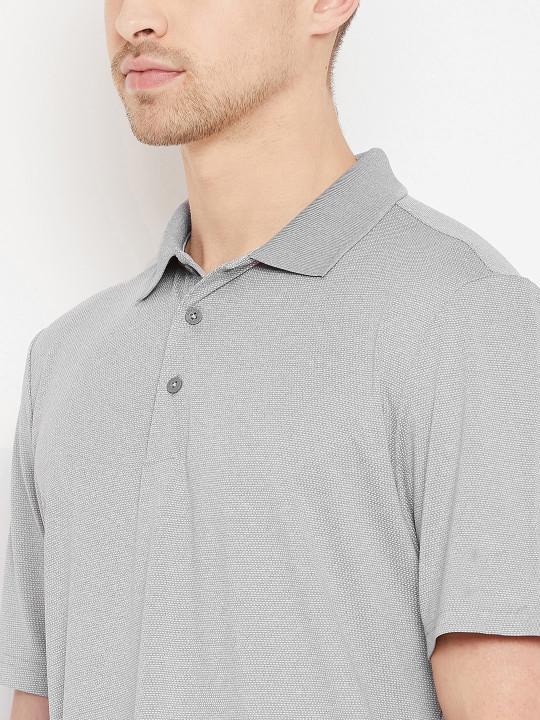 Plain grey melange Polo T-Shirt-FunkyTeesClub