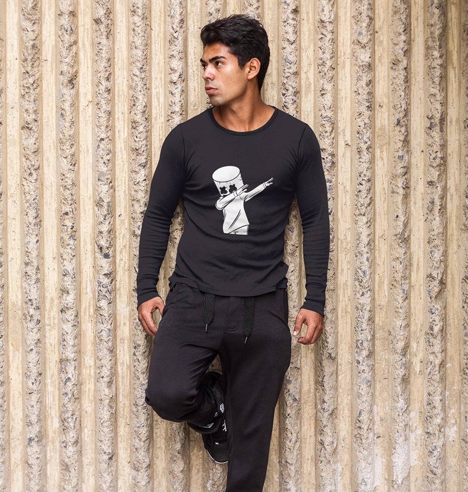 Dab Marshmello Full Sleeves T-Shirt For Men-FunkyTeesClub - FunkyTeesClub