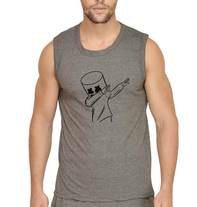 Dab Marshmello Men Gym Vest-FunkyTeesClub - FunkyTeesClub