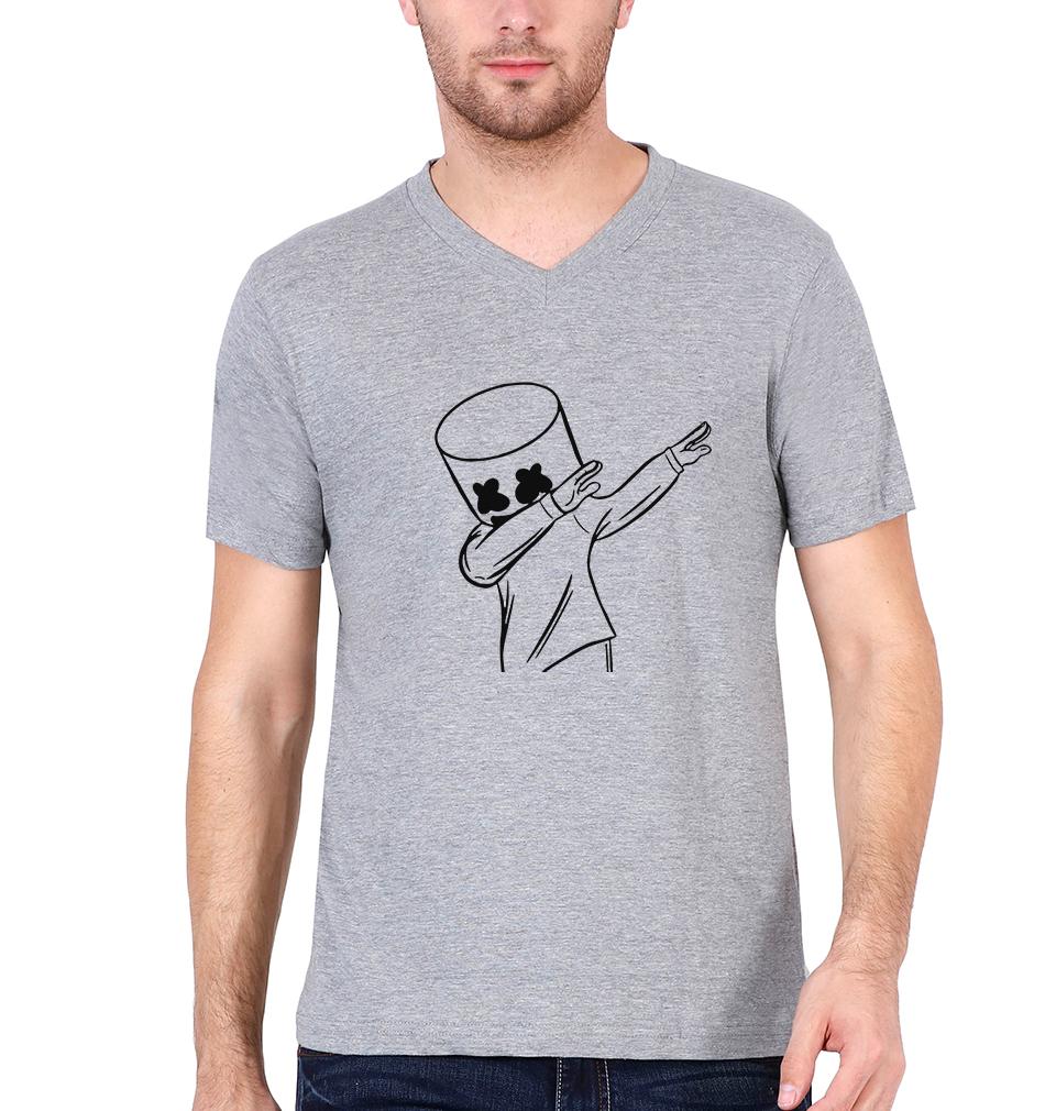 Dab Marshmello V-Neck Half Sleeves T-shirt For Men-FunkyTeesClub - FunkyTeesClub