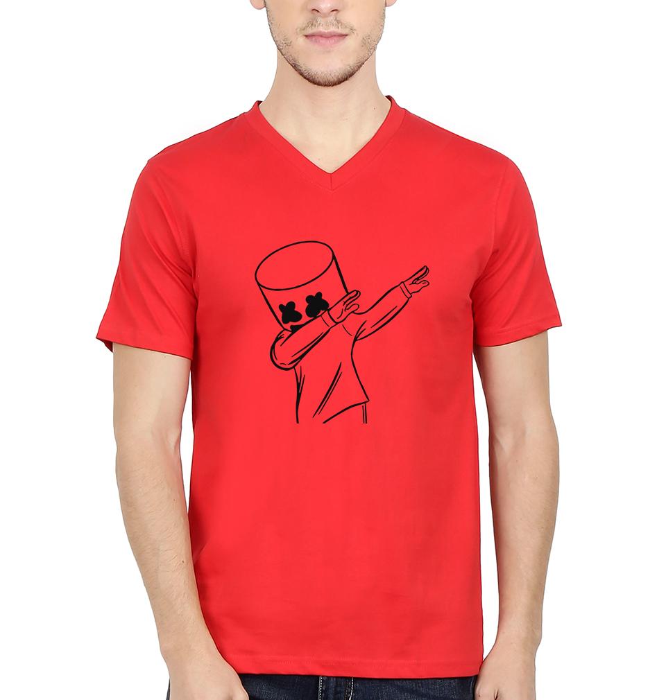 Dab Marshmello V-Neck Half Sleeves T-shirt For Men-FunkyTeesClub - FunkyTeesClub