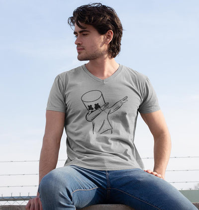 Dab Marshmello V-Neck Half Sleeves T-shirt For Men-FunkyTeesClub - FunkyTeesClub